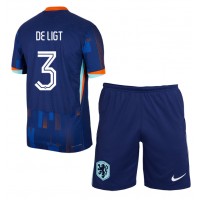 Echipament fotbal Olanda Matthijs de Ligt #3 Tricou Deplasare European 2024 pentru copii maneca scurta (+ Pantaloni scurti)